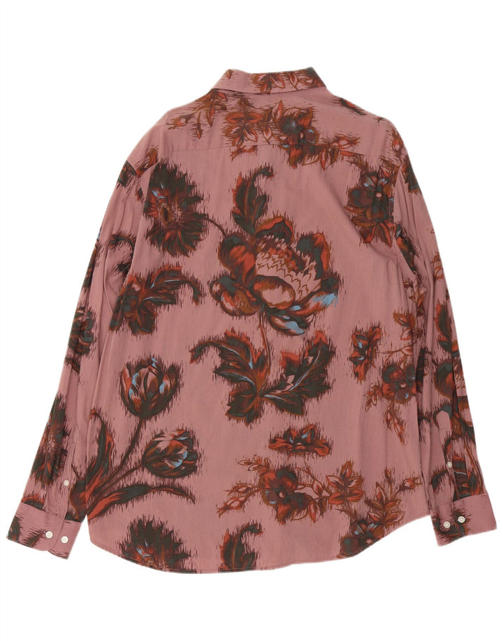 VINTAGE herreskjorte stor lyserød blomstret bomuld