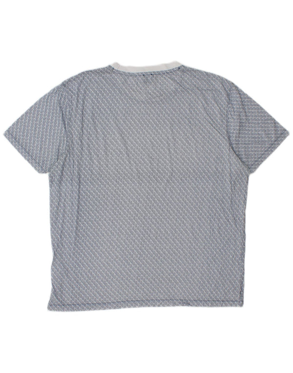 Hugo Boss Herre T-Shirt Top XL Blå Geometrisk Bomuld