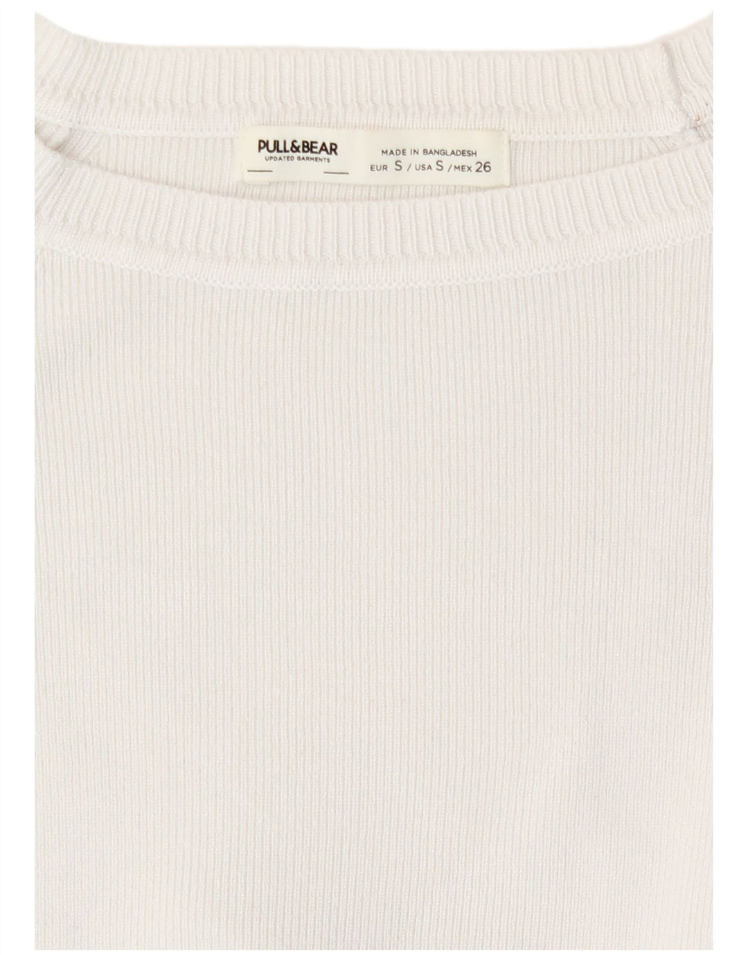 Pull & Bear Dame Crop Top Langærmet UK 8 Small White Viscose