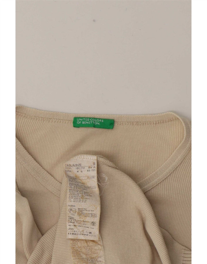Benetton Dame Oversized Cardigan Sweater UK 10 Small Beige Bomuld