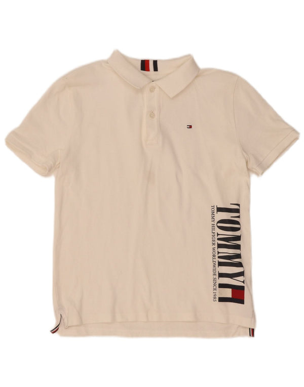 Tommy Hilfiger drenge grafisk polo shirt 11-12 år off hvid bomuld