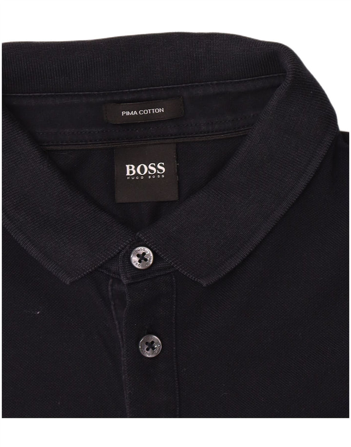Hugo Boss Langærmet herre poloshirt Medium marineblå bomuld