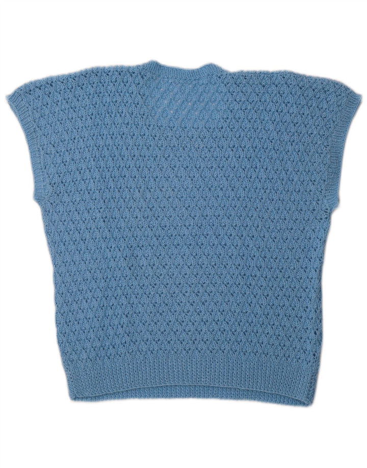 VINTAGE Dame Vest Tank Top UK 14 Medium Blue