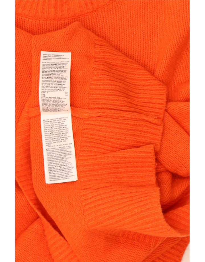 Gap Womens Oversized Crew Neck Jumper Sweater UK 16 Large Orange Cotton