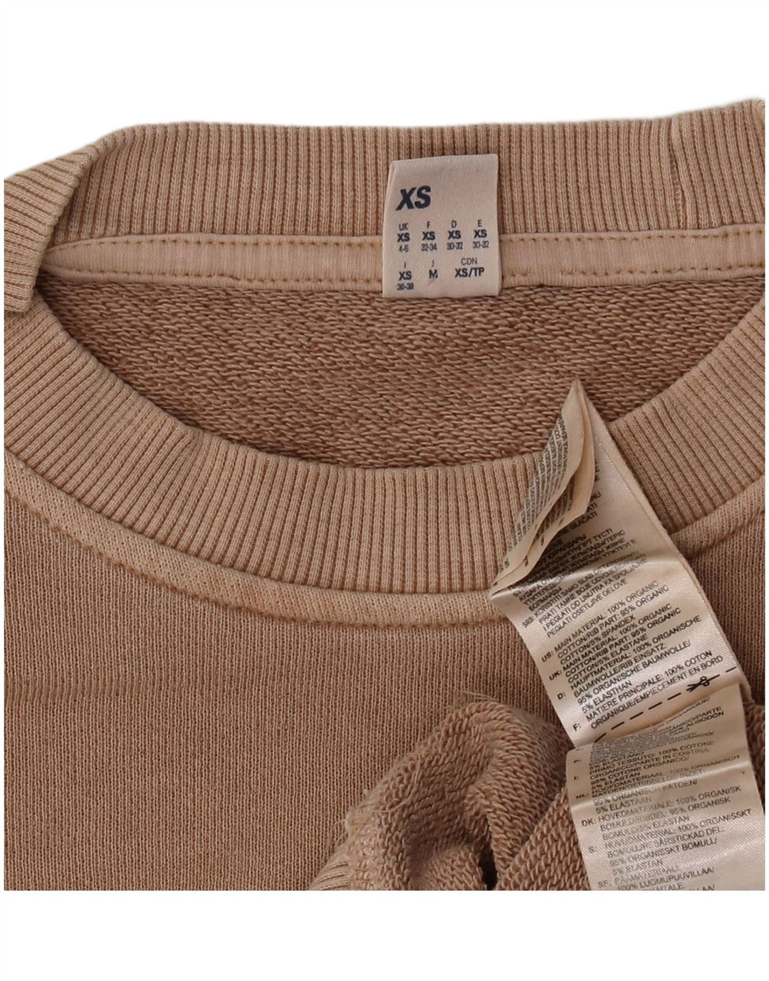 REEBOK oversize sweatshirttrøje til kvinder UK 4/6 XS beige bomuld