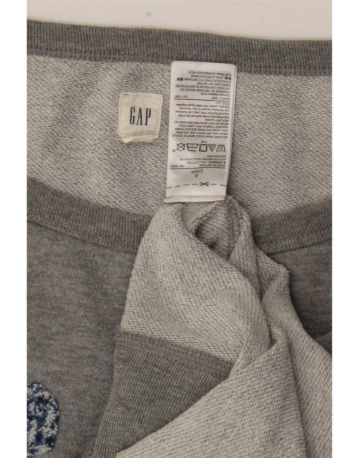 Gap Womens Grafisk Oversized Sweatshirt Jumper UK 10 Small Grey Bomuld