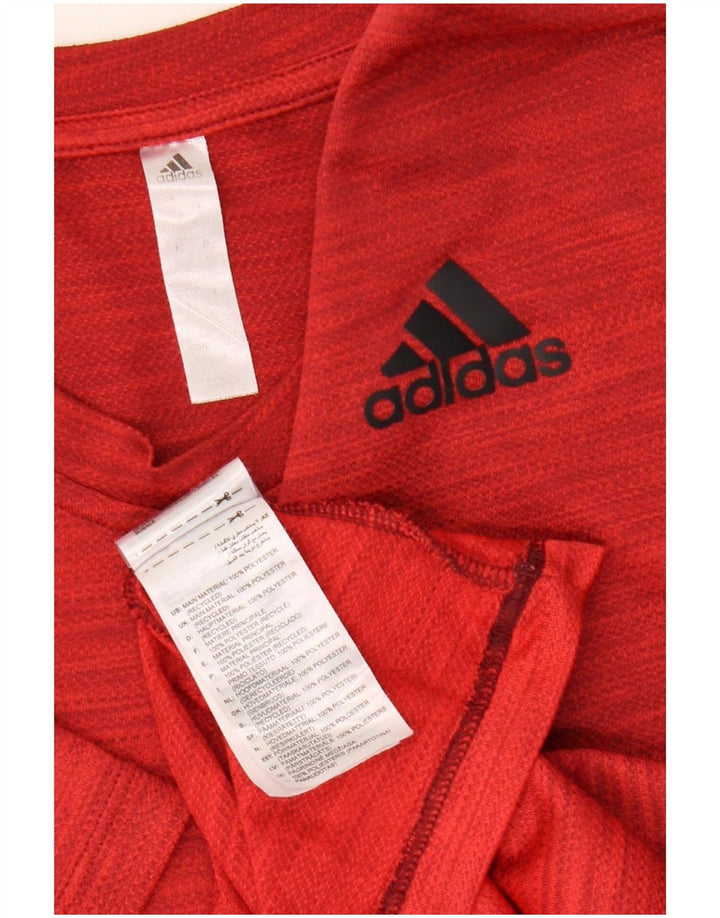 Adidas Herre T-Shirt Top Large Rød Flecked Polyester