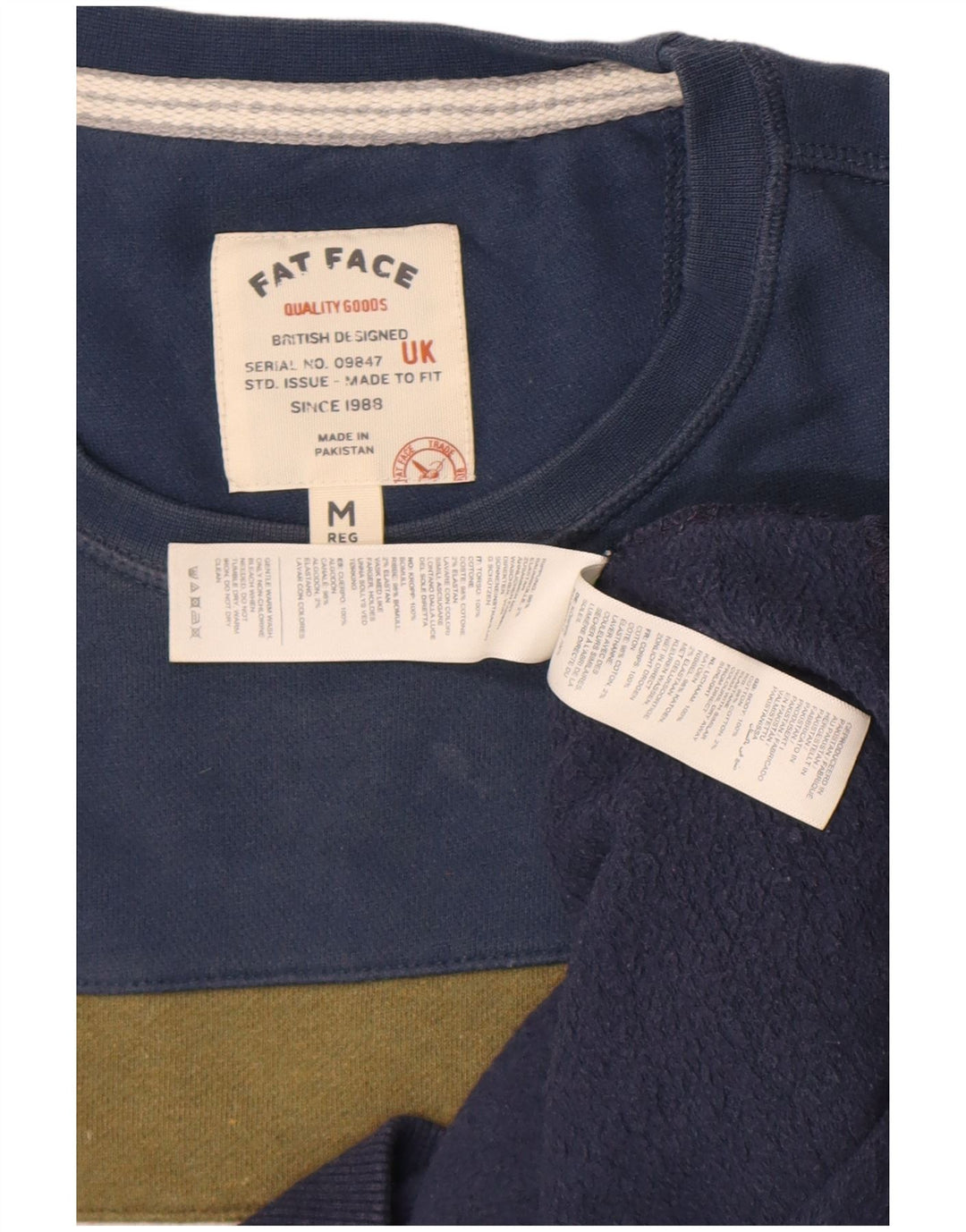 Fat Face Herre sweatshirt Jumper Medium Marineblå Colourblock Bomuld