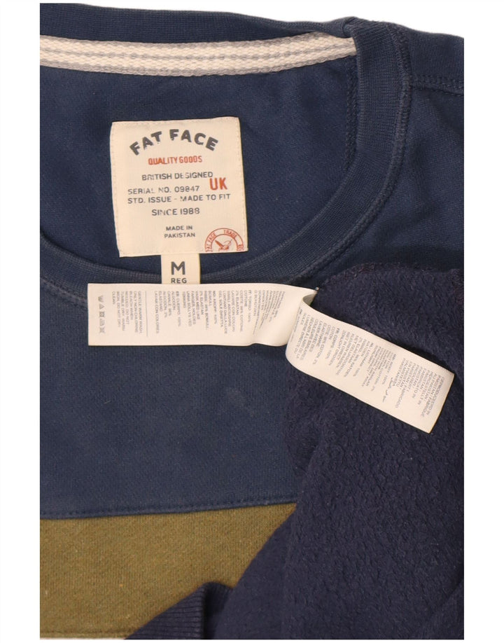 Fat Face Herre sweatshirt Jumper Medium Marineblå Colourblock Bomuld