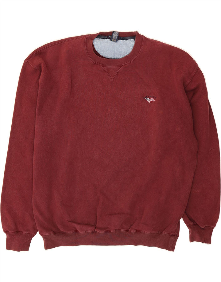 GANT Mens Sweatshirt Jumper Medium Burgundy Cotton Vintage Gant and Second-Hand Gant from Messina Hembry 