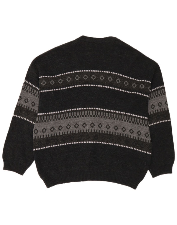 C&A Herre Canda Cardigan Sweater Large Navy Blue Fair Isle Akryl