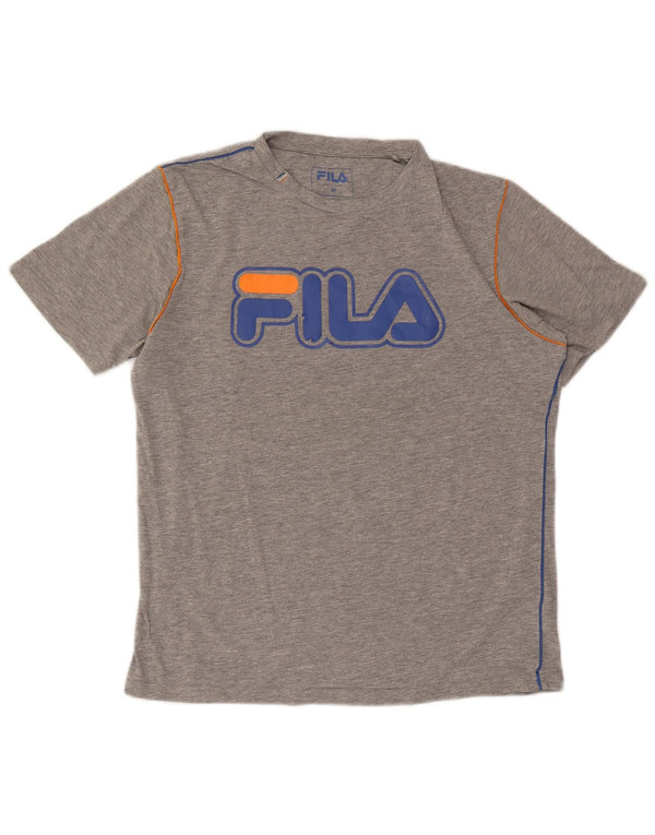 Fila Herre grafisk T-shirt Top Medium Grey Flecked Bomuld