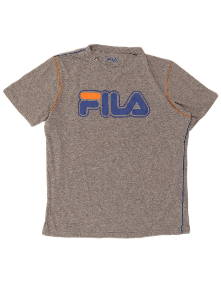 Fila Herre grafisk T-shirt Top Medium Grey Flecked Bomuld
