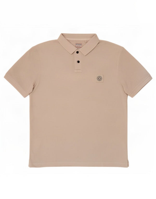 Guess Herre Slim Fit Polo Shirt UK 36 Small Beige Bomuld