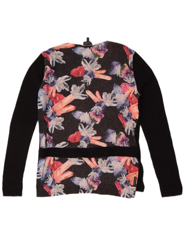 Emporio Armani Dame Boat Neck Jumper Sweater IT 44 Medium Black Floral