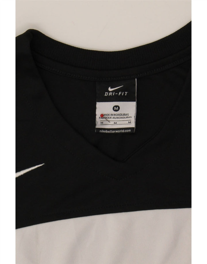 NIKE Mens Dri Fit Top Long Sleeve Medium Black Striped Polyester Vintage Nike and Second-Hand Nike from Messina Hembry 