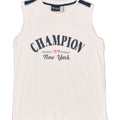 CHAMPION Boys Graphic Vest Top 9-10 Years Medium White | Vintage Champion | Thrift | Second-Hand Champion | Used Clothing | Messina Hembry 