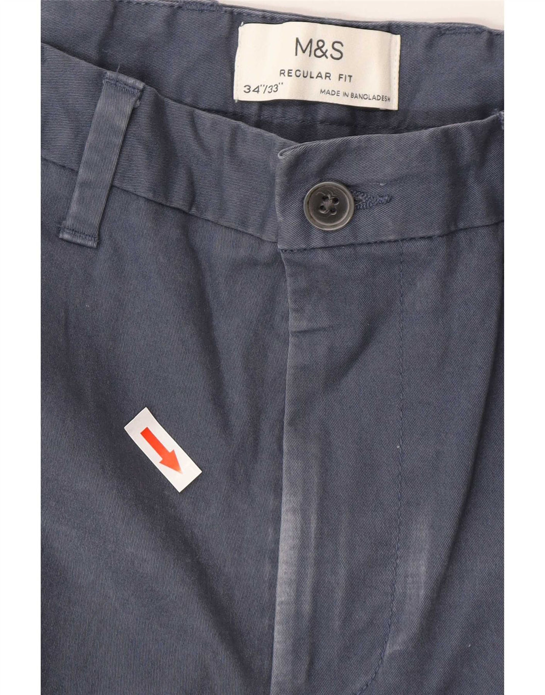 Marks & Spencer Herre Regular Fit Chinobukser W34 L32 Blå bomuld