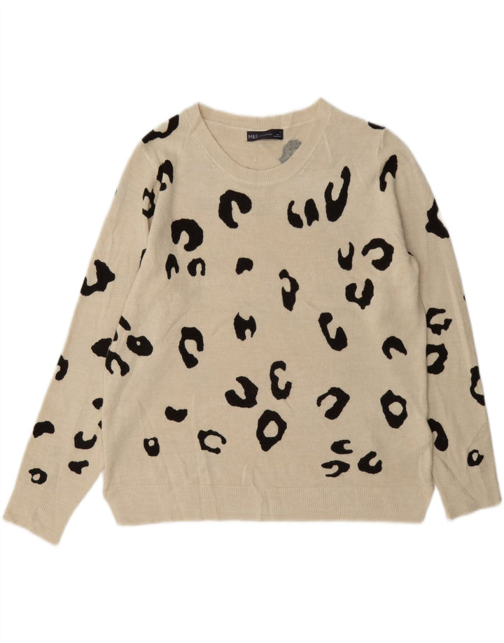 Marks & Spencer Dame Boat Neck Jumper Sweater UK 16 Large Beige