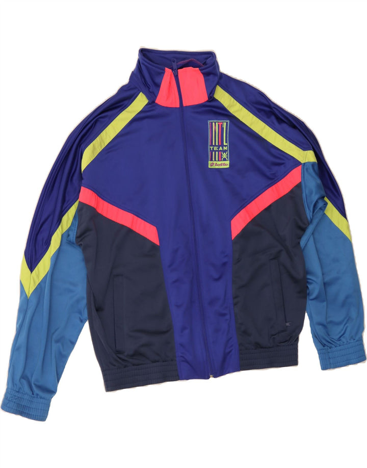 LOTTO Mens Graphic Full Tracksuit Small  Navy Blue Colourblock Polyester Vintage Lotto and Second-Hand Lotto from Messina Hembry 