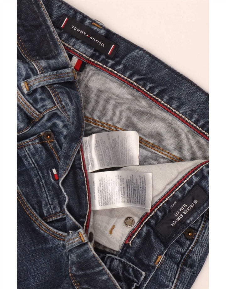 Tommy Hilfiger Herre Bleecker Distressed Slim Jeans W32 L32 Marineblå Bomuld