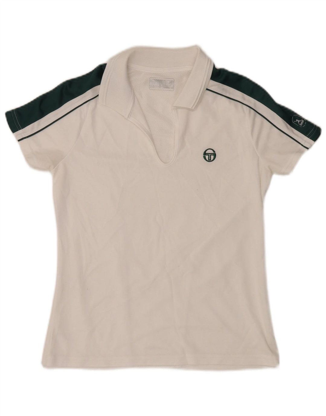 SERGIO TACCHINI Dame Polo Shirt UK 12 Medium White Colourblock