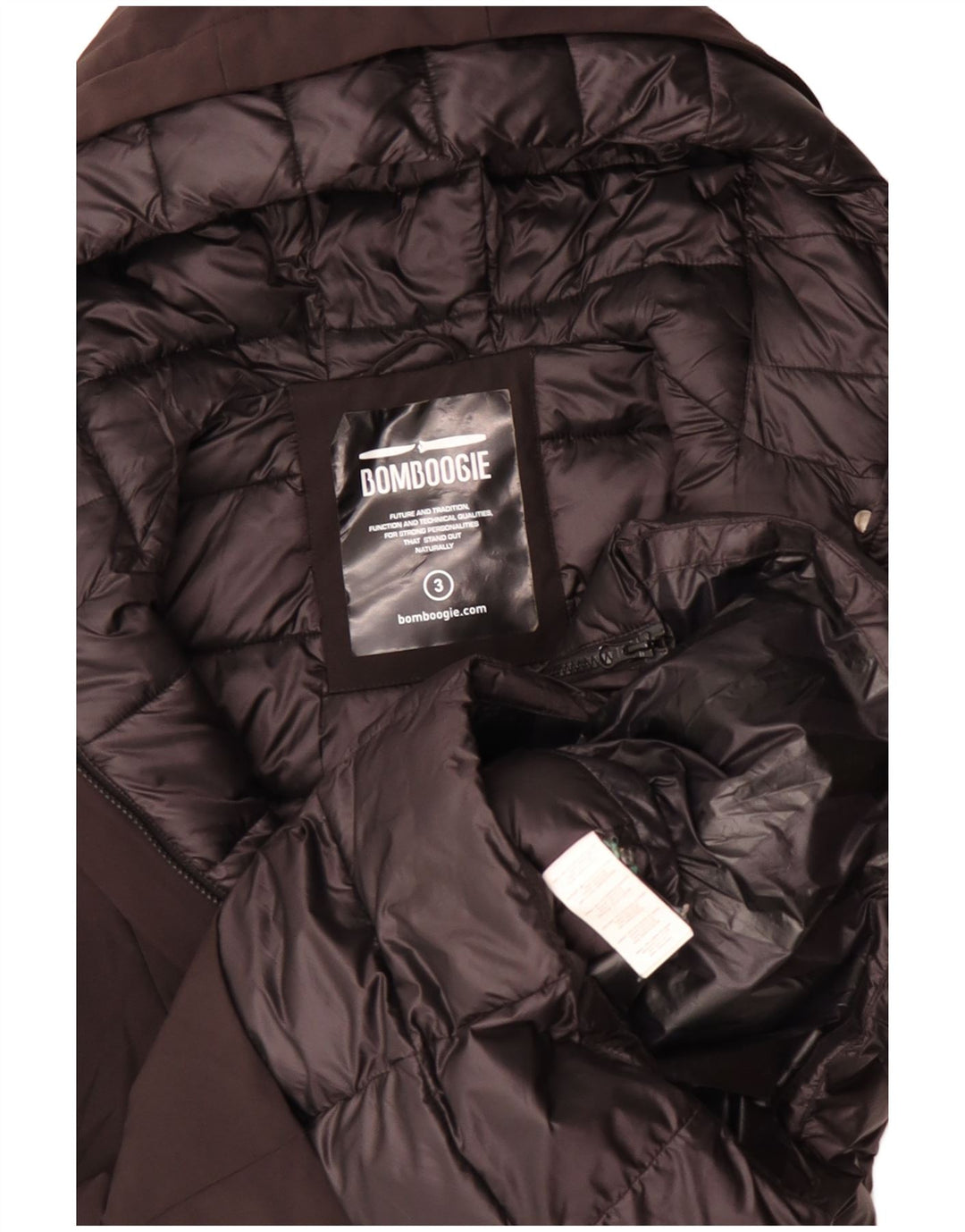 BOMBOOGIE Dame Oversized hættepolstret frakke UK 14 Medium Sort Polyester