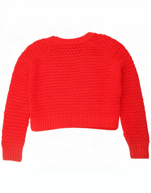 Topshop Womens Crop Oversized Boat Neck Jumper Sweater UK 10 Small Red