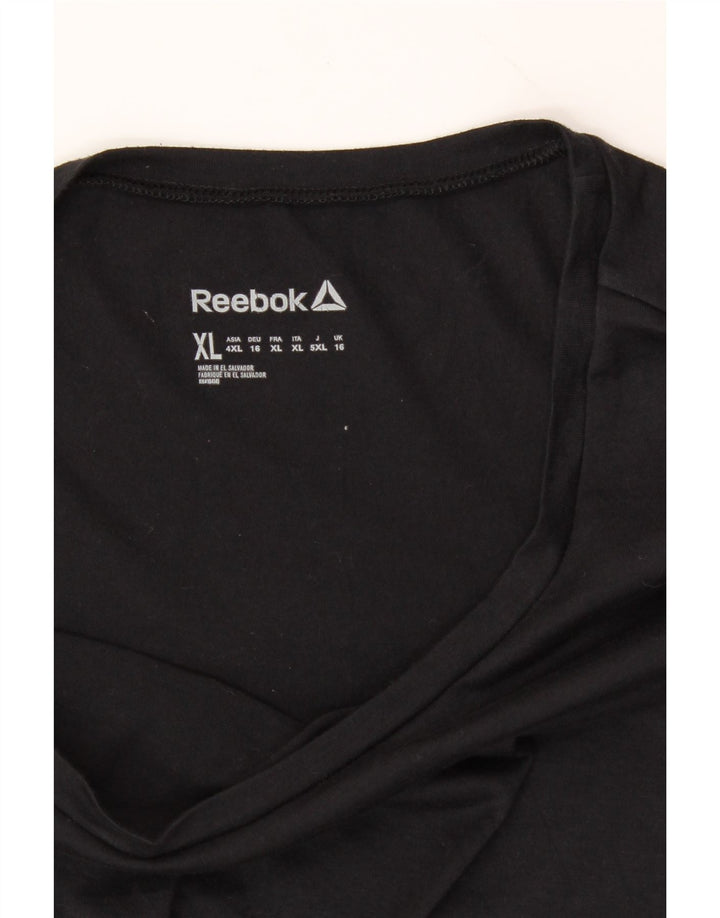 REEBOK Womens Top Long Sleeve UK 16 Large Black Polyester Vintage Reebok and Second-Hand Reebok from Messina Hembry 