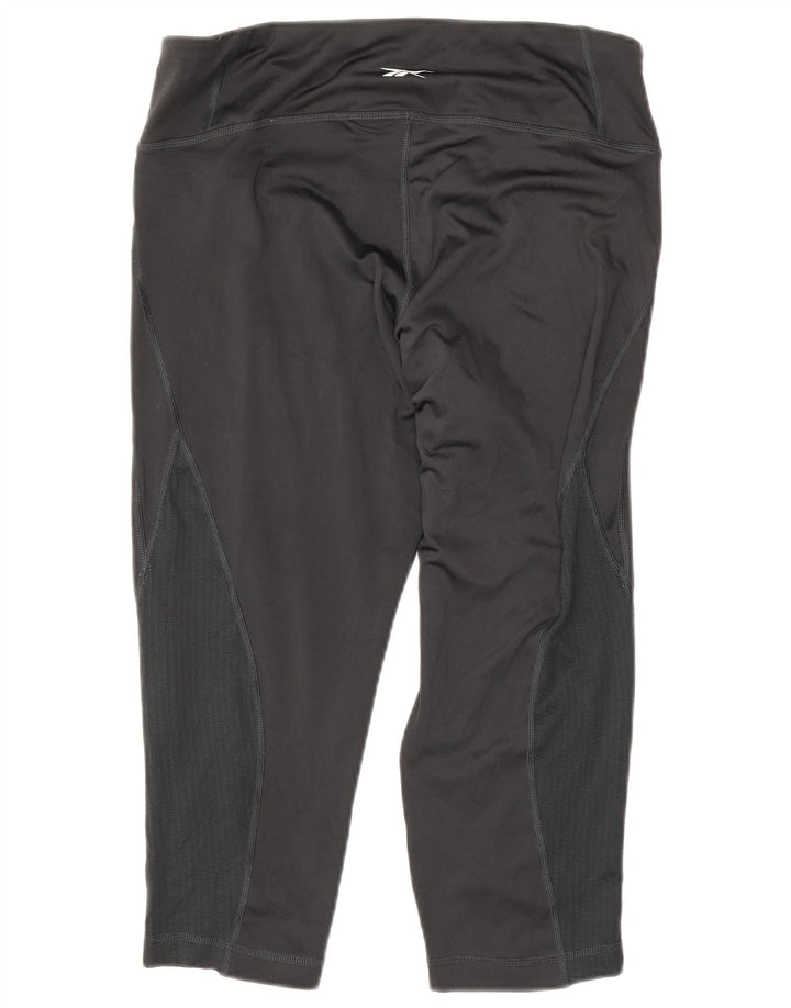 Reebok Dame Capri Leggings UK 16/18 Large Grå Polyester