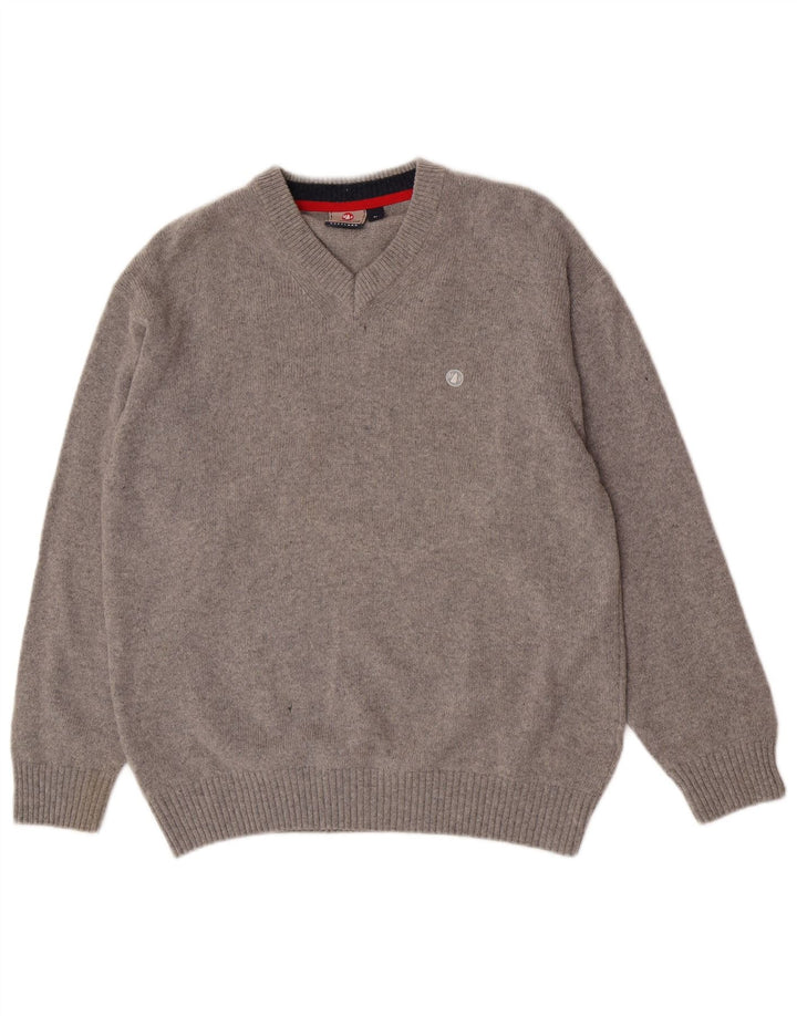 Murphy & Nye Herre V-hals sweater Stor grå uld