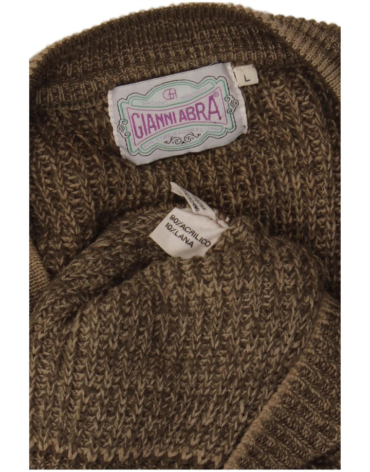 Gianni Abra Herre V-hals sweater Stor brun akryl