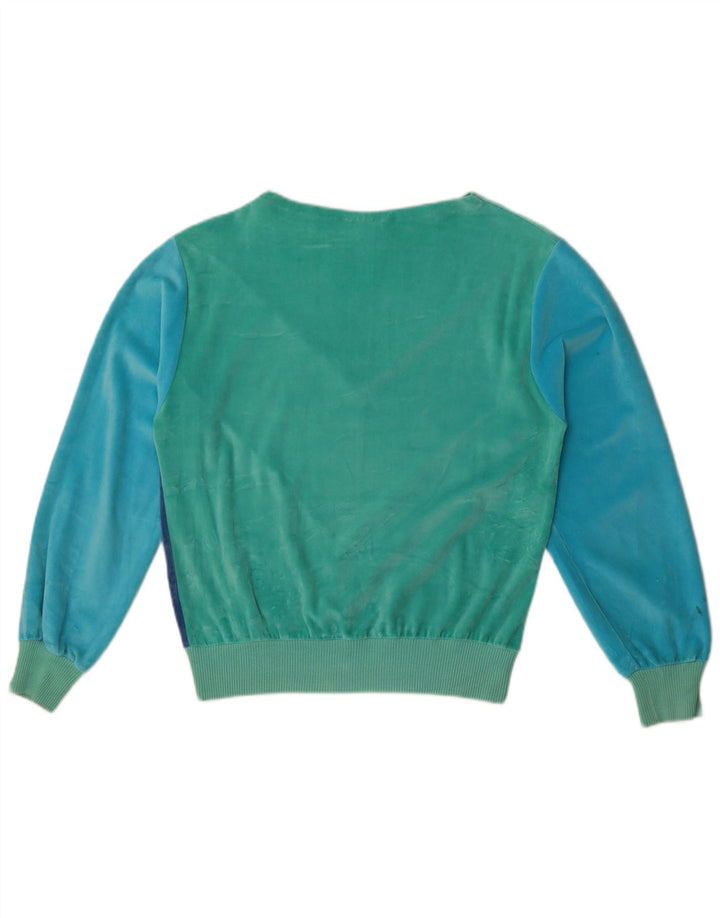 Codice Dame Velour Sweatshirt Jumper UK 12 Medium Blue Colourblock Bomuld