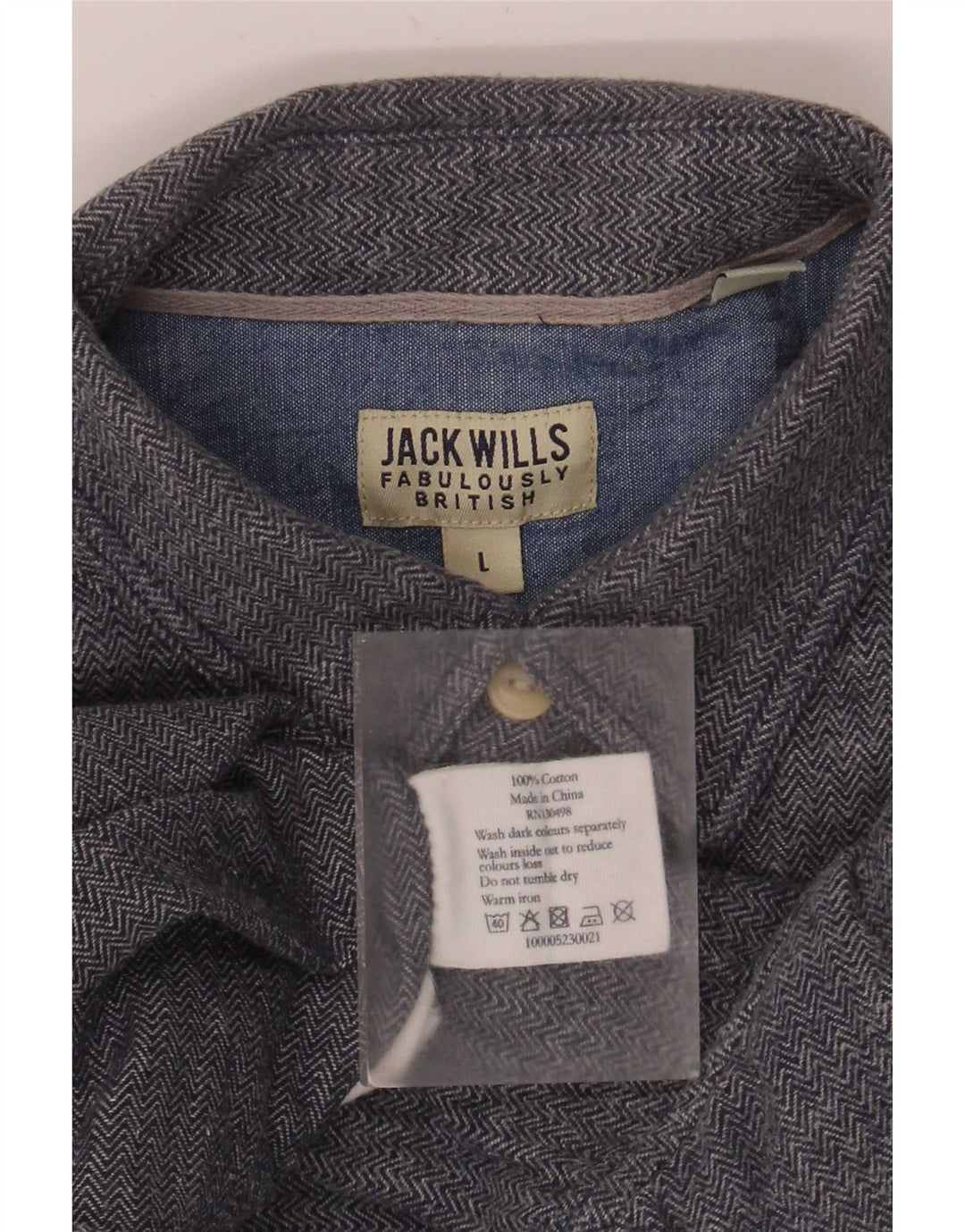 Jack Wills herreskjorte stor blå sildebensbomuld