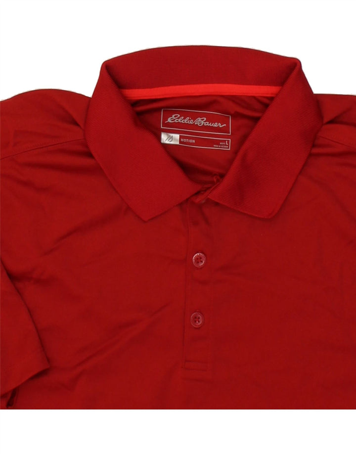 EDDIE BAUER Mens Polo Shirt Large Red Polyester Vintage Eddie Bauer and Second-Hand Eddie Bauer from Messina Hembry 