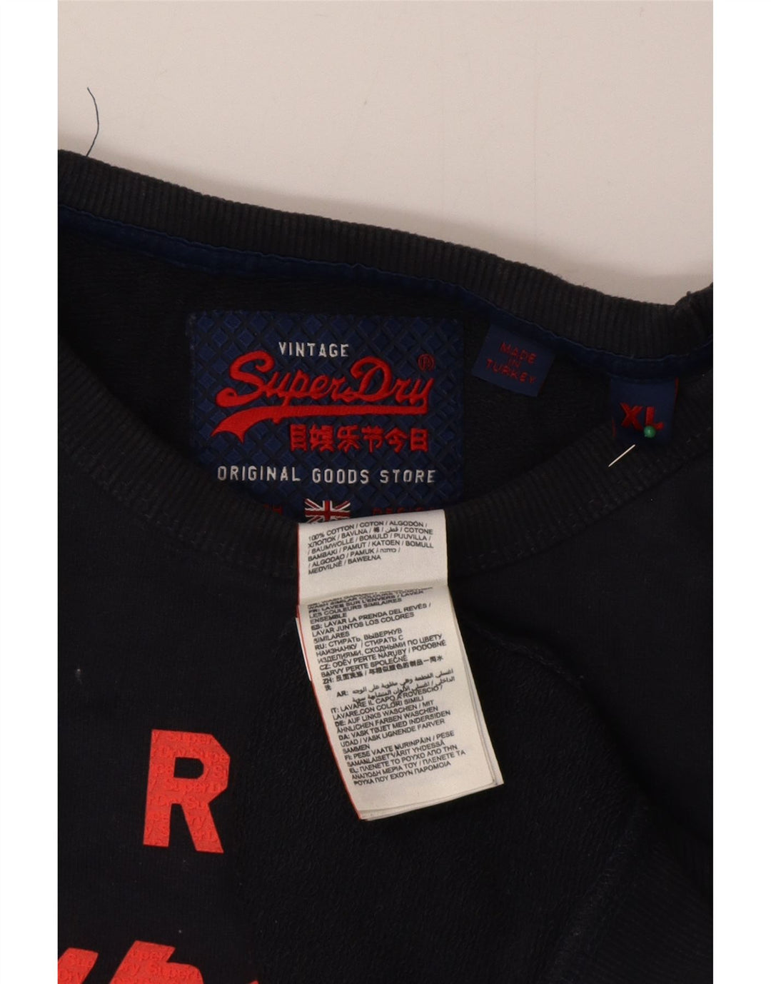 Superdry grafisk sweatshirt til mænd XL marineblå bomuld
