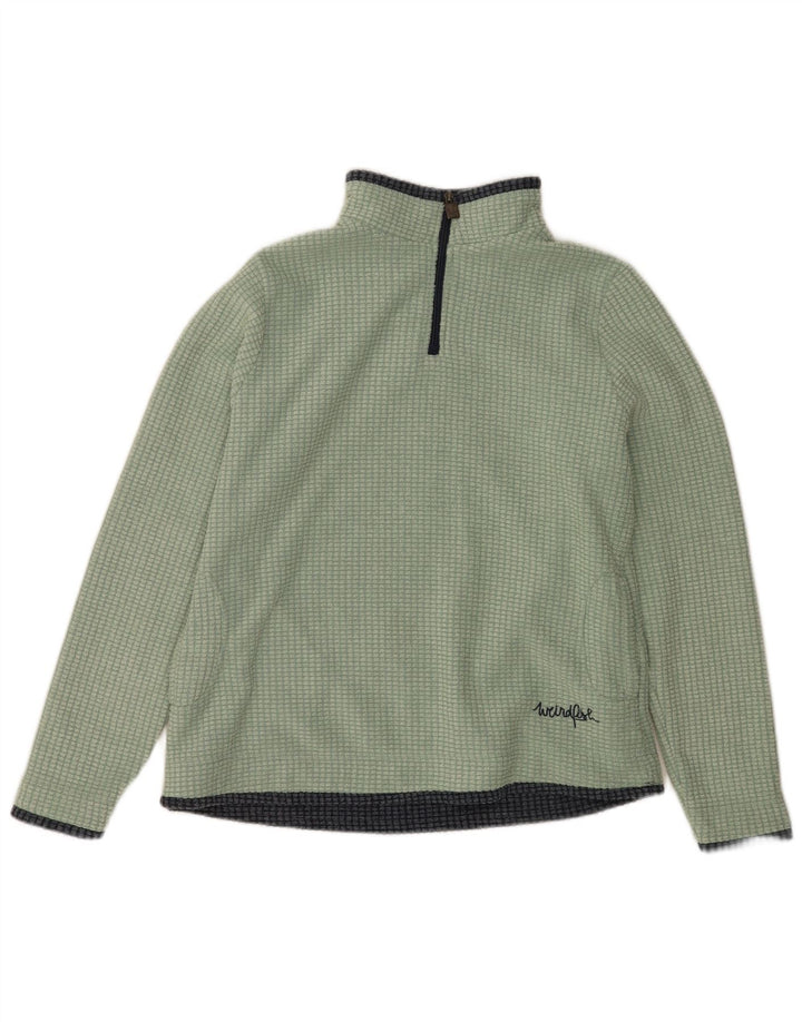 Weird Fish Womens Zip Neck Fleece Jumper UK 16 Large Green Polyester