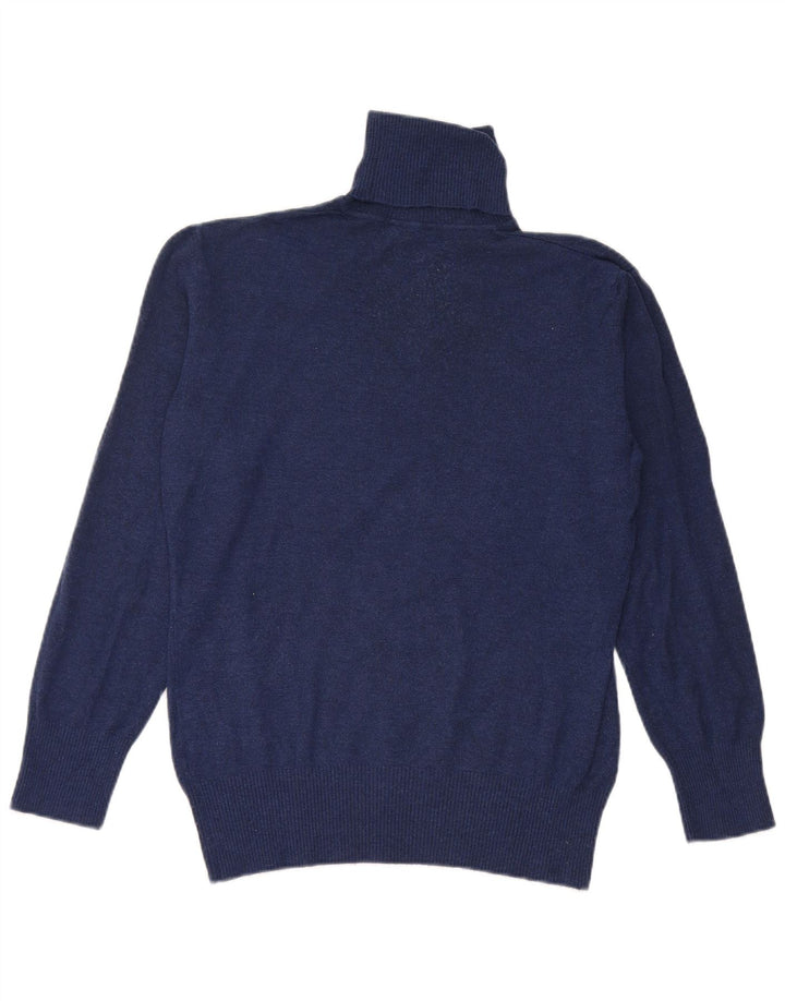 BYBLOS Dame Roll Neck Jumper Sweater UK 14 Large Navy Blue Acryl