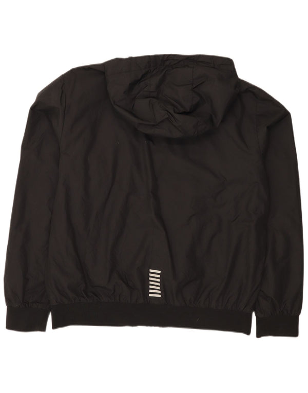 Emporio Armani Regnjakke med hætte til mænd UK 42 XL Sort polyamid