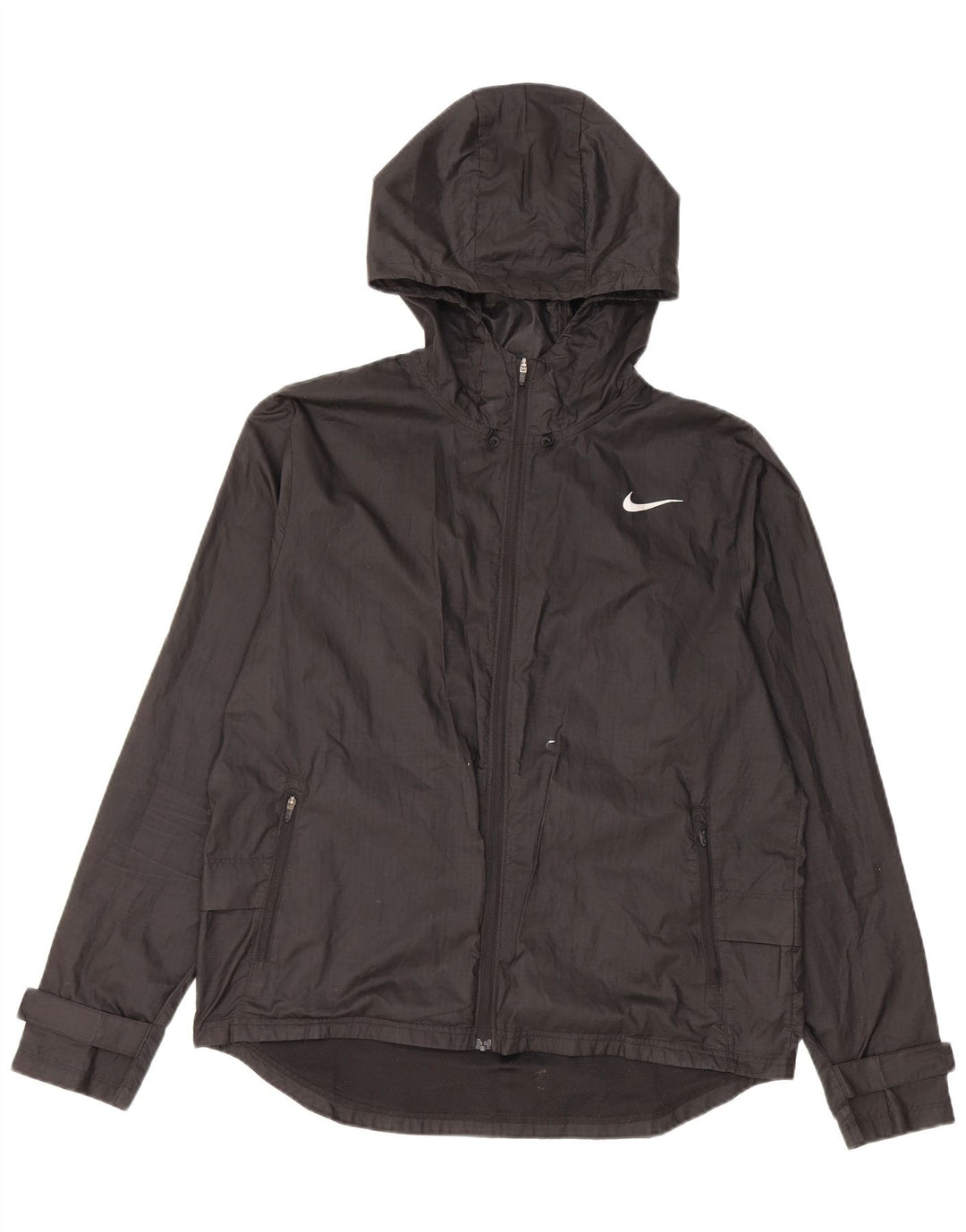 Nike Regnjakke med hætte til kvinder UK 14 Medium Sort Polyester