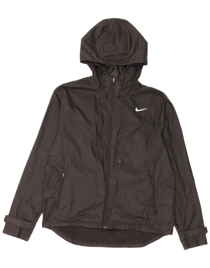 Nike Regnjakke med hætte til kvinder UK 14 Medium Sort Polyester