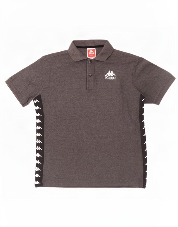 Kappa Herre grafisk poloshirt Stor grå Colourblock Bomuld