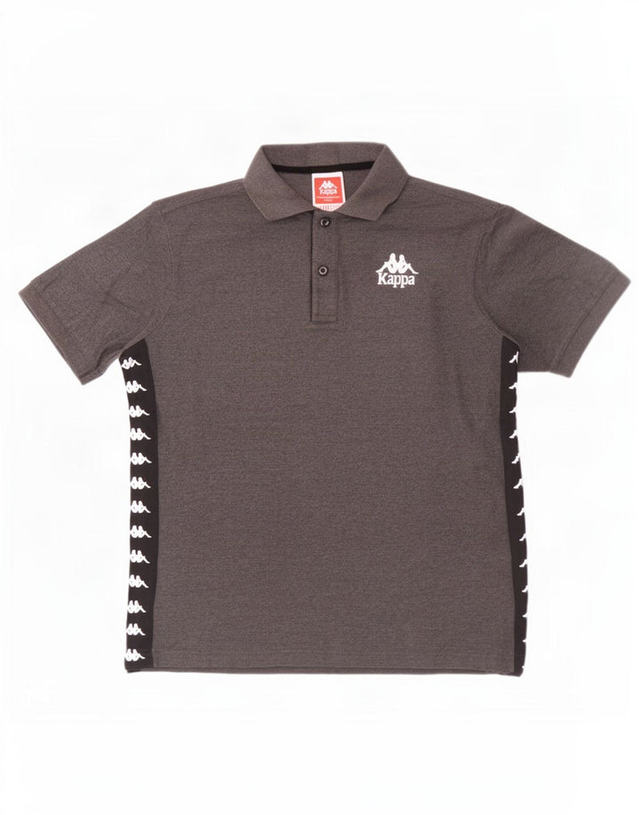 Kappa Herre grafisk poloshirt Stor grå Colourblock Bomuld