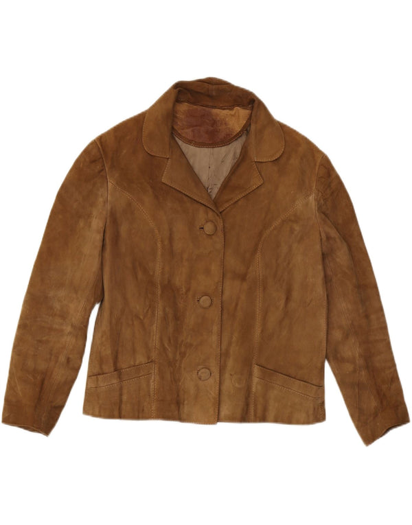 Vintage dame 3-knaps ruskindsblazerjakke UK 14 medium brun