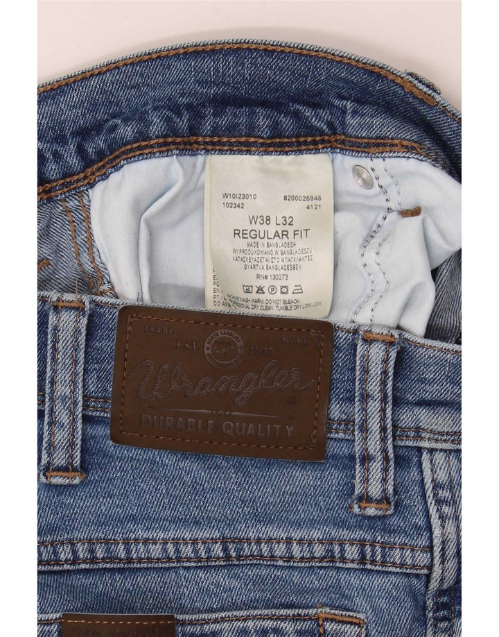 Wrangler Herre Regular Fit Straight Jeans W38 L32 Blå Bomuld