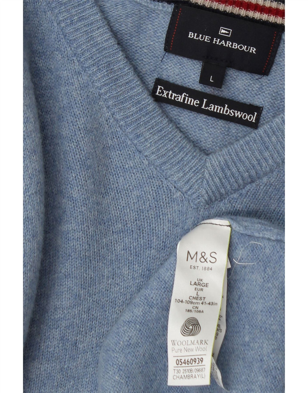 Marks & Spencer Herre Blue Harbor V-hals trøje Sweater Large Blue Flecked