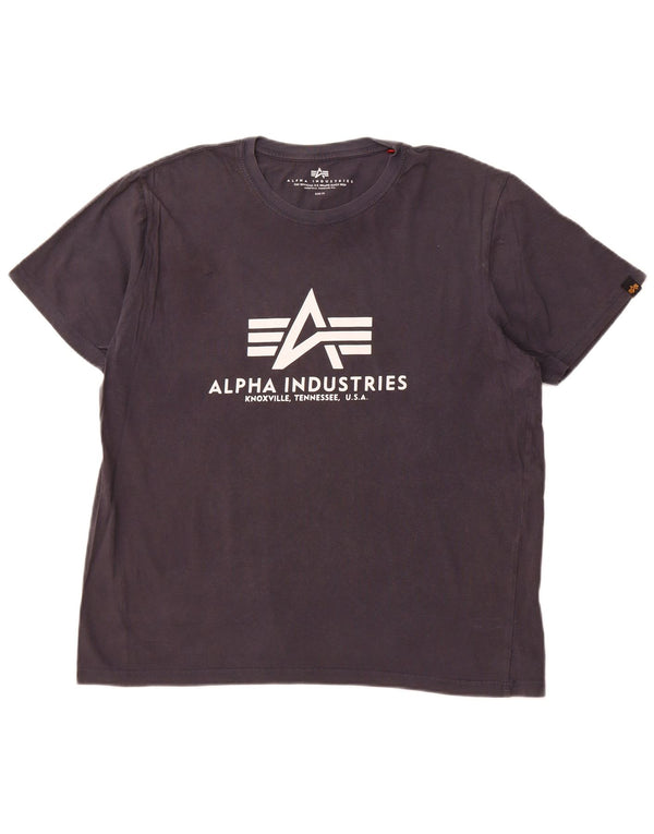 ALPHA INDUSTRIES Herre grafisk T-shirt top XL marineblå