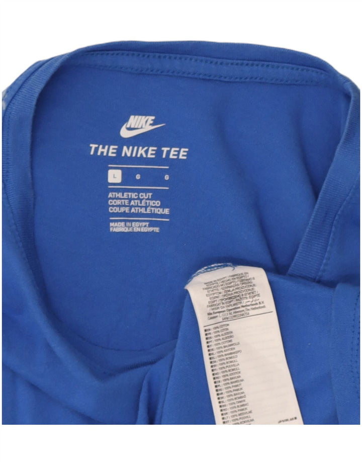 Nike T-shirt med atletisk snit til mænd, stor blå bomuld