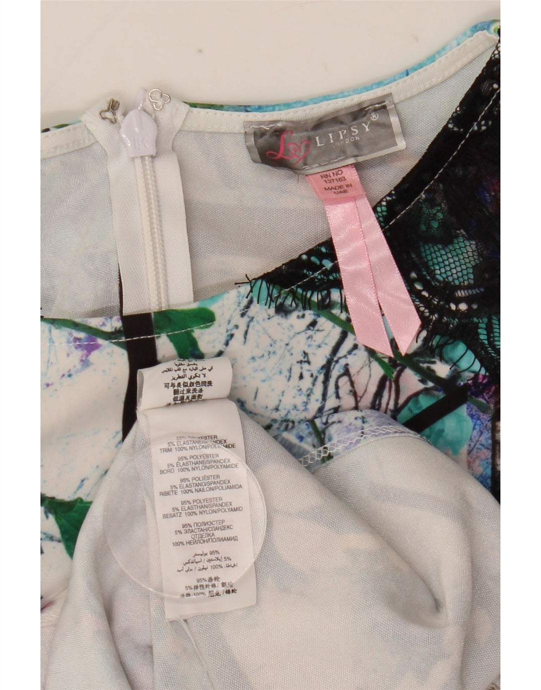 Lipsy Womens Graphic Bodycon Dress UK 10 Small Multicolored Polyester