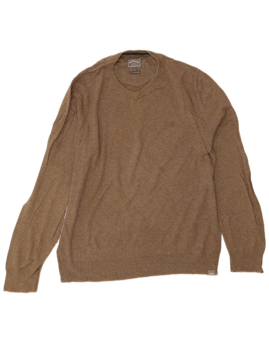 Fedt ansigt Herre V-hals sweater Stor brun bomuld